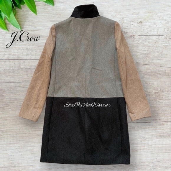 J.Crew funnel neck color-block Italian wool coat *shop@iamwarrior - Picture 5 of 10